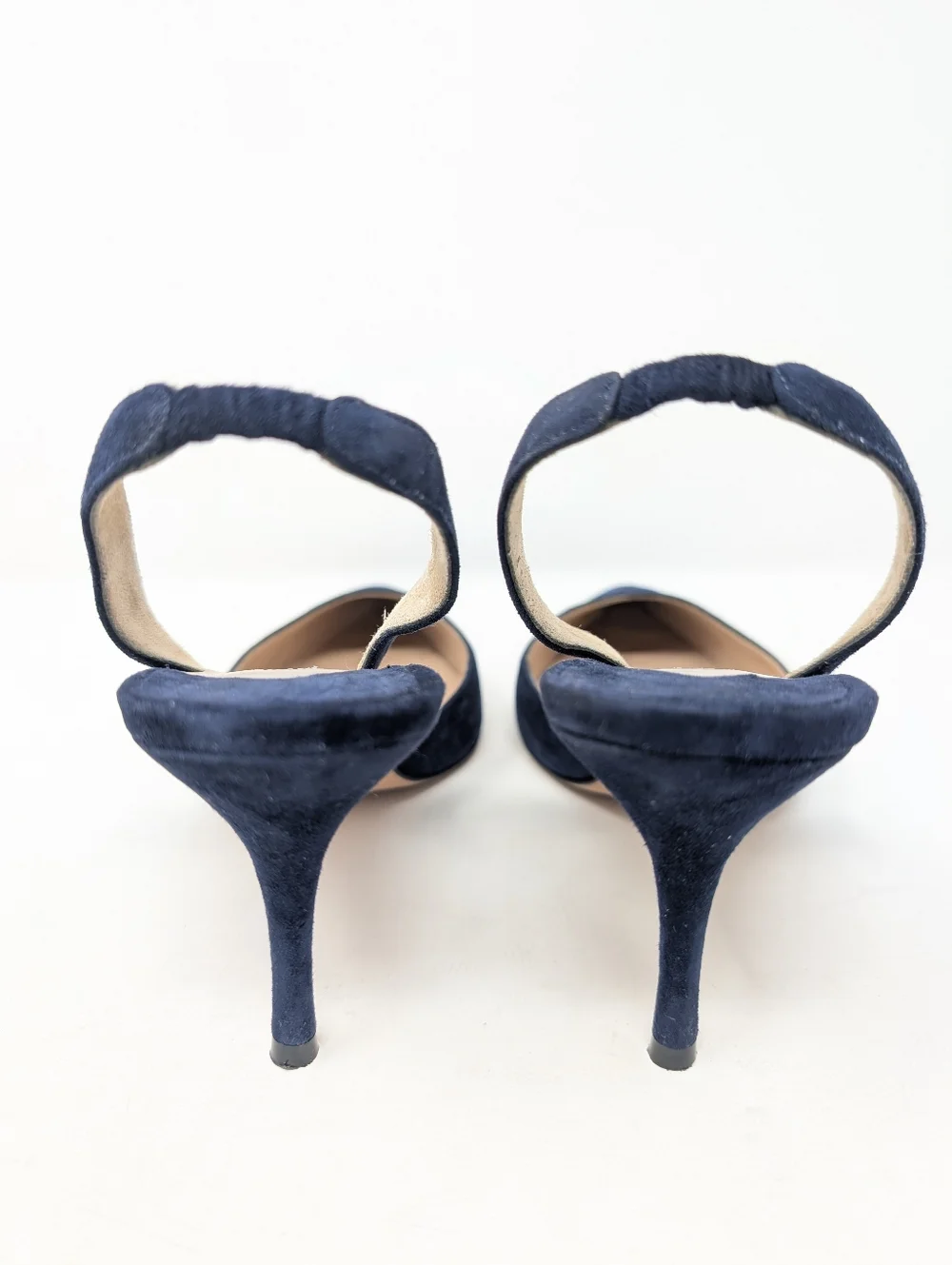 Manolo Blahnik Carolyne Blue Suede Slingback Pumps Heels Size 36.5